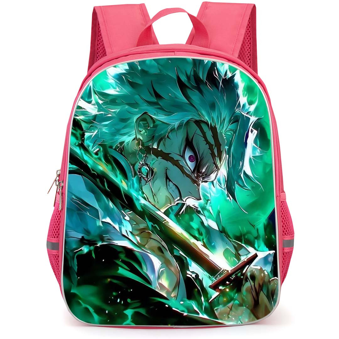 Demon Slayer Sanemi Shinazugawa Backpack StudentPack - Sanemi Shinazugawa Grin Smile Moon Background