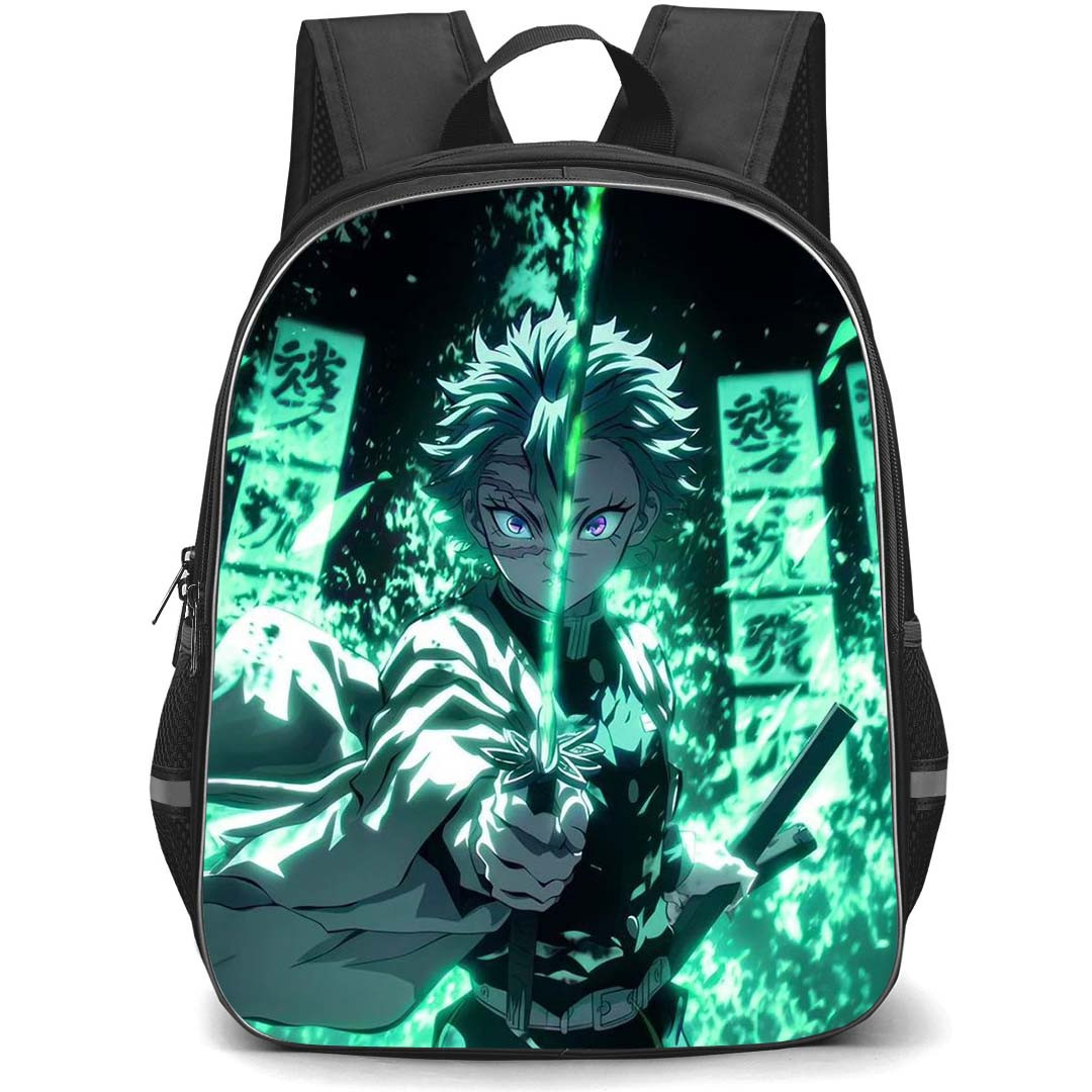Demon Slayer Sanemi Shinazugawa Backpack StudentPack - Sanemi Shinazugawa Japanese Characters Background