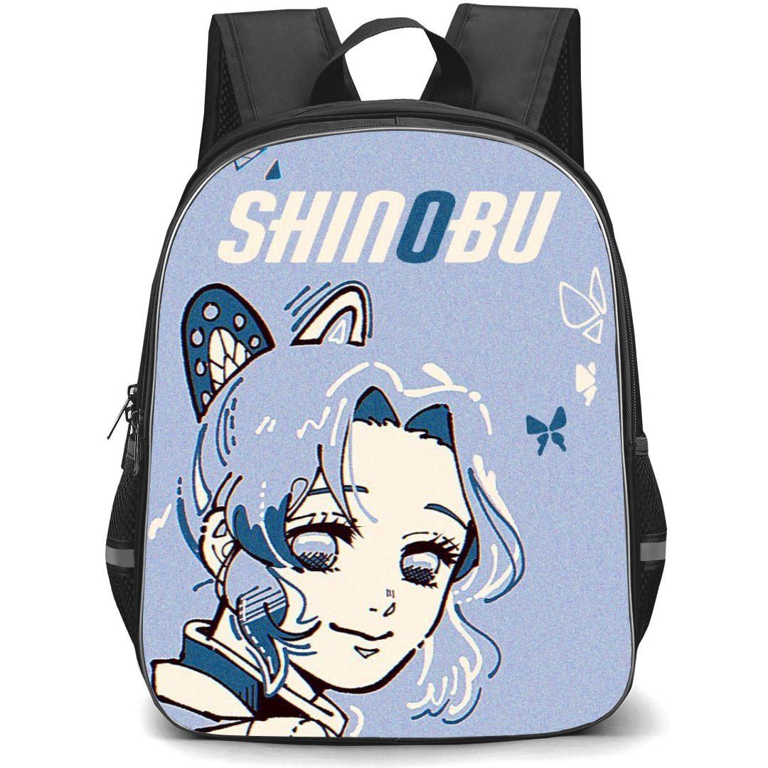 Demon Slayer Shinobu Kocho Backpack StudentPack - Shinobu Kocho Illustration On Purple Background