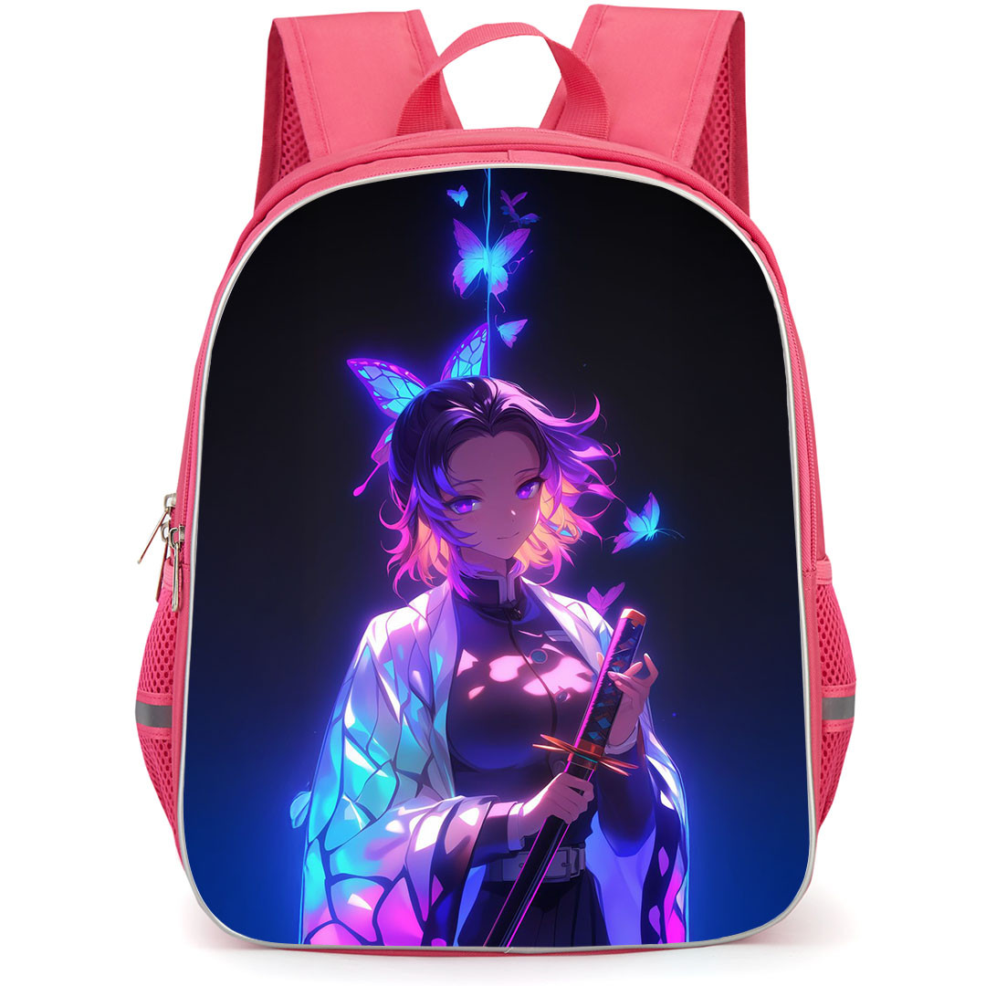 Demon Slayer Shinobu Kocho Backpack StudentPack - Shinobu Kocho Pink And Blue Glow