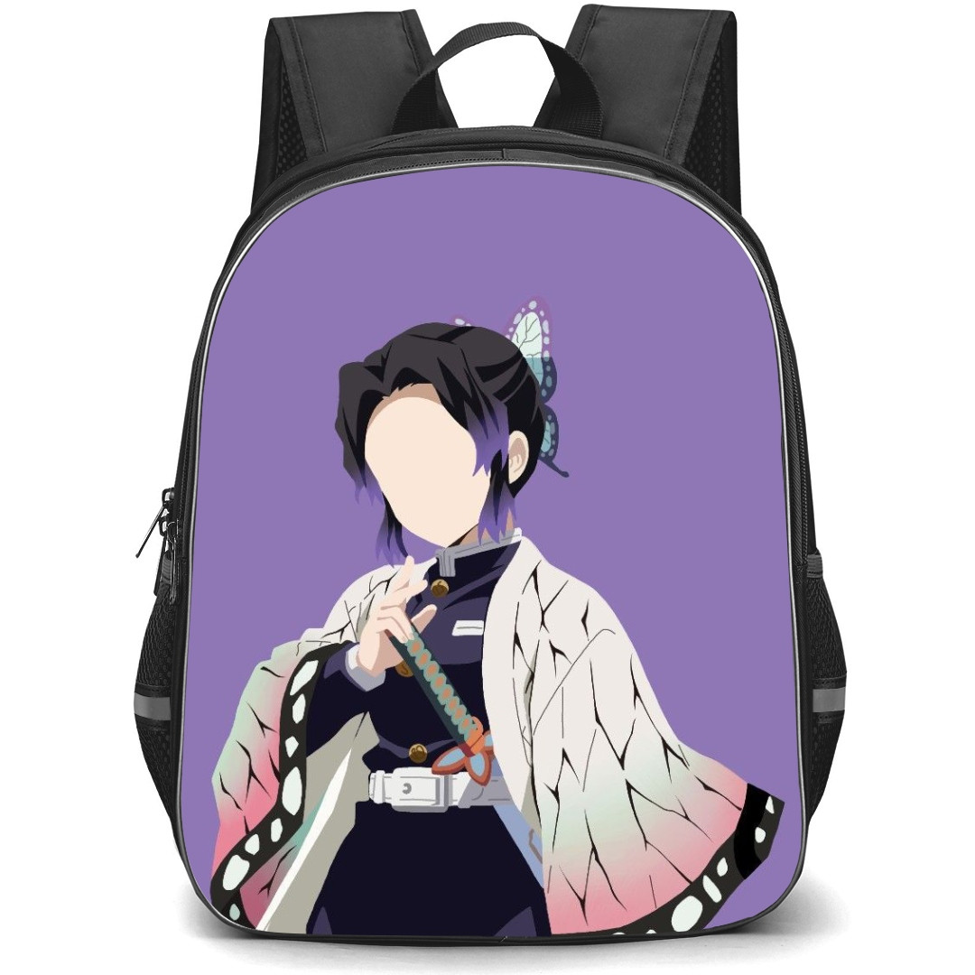 Demon Slayer Shinobu Kocho Backpack StudentPack - Shinobu Kocho Portrait Minimalist On Purple Background