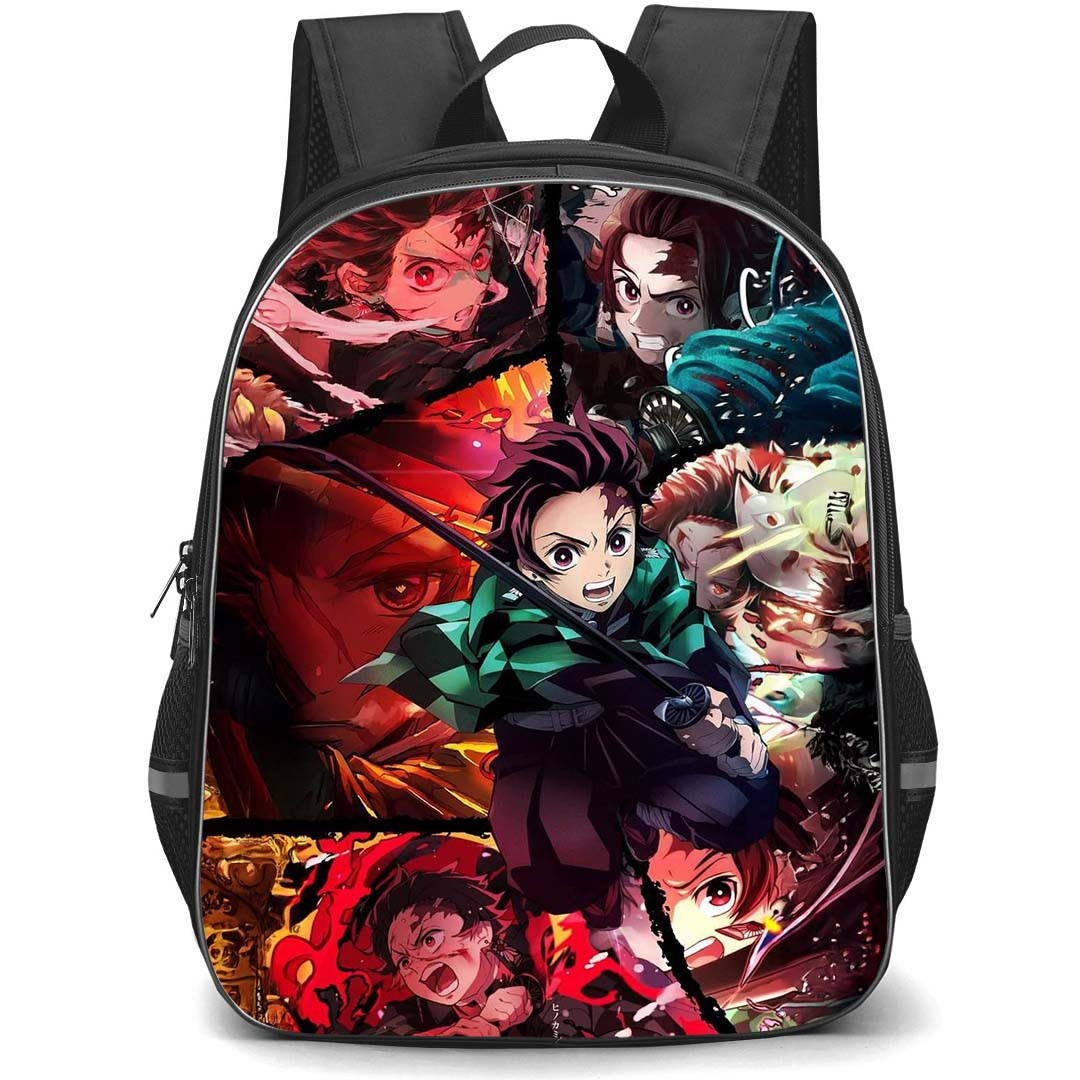 Demon Slayer Tanjiro Kamado Backpack StudentPack - Tanjiro Kamado Fighting Images Collage