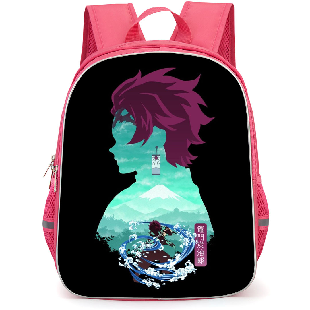 Demon Slayer Tanjiro Kamado Backpack StudentPack - Tanjiro Kamado Minimalist Art Waves and Mountain