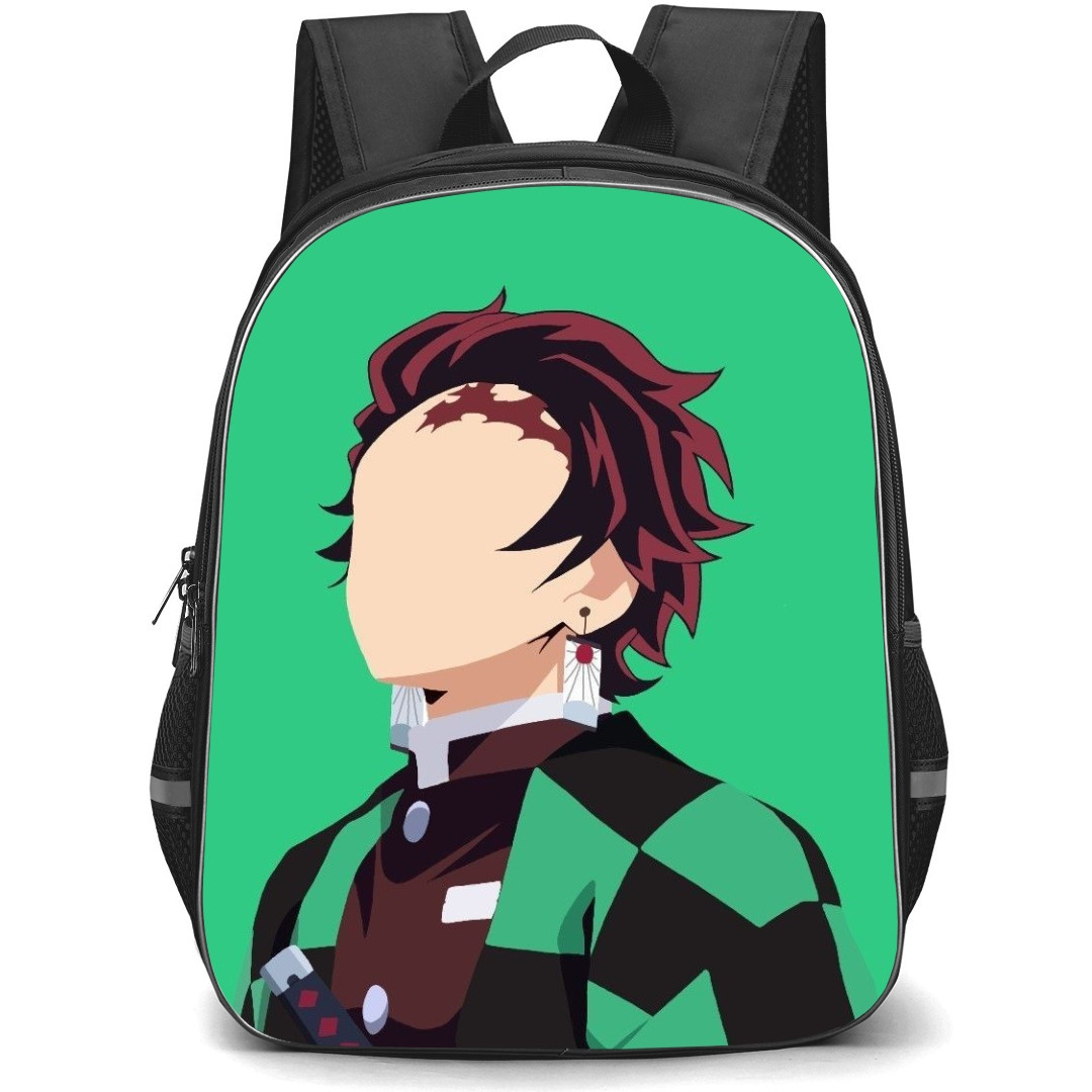 Demon Slayer Tanjiro Kamado Backpack StudentPack - Tanjiro Kamado Portrait Minimalist On Green Background