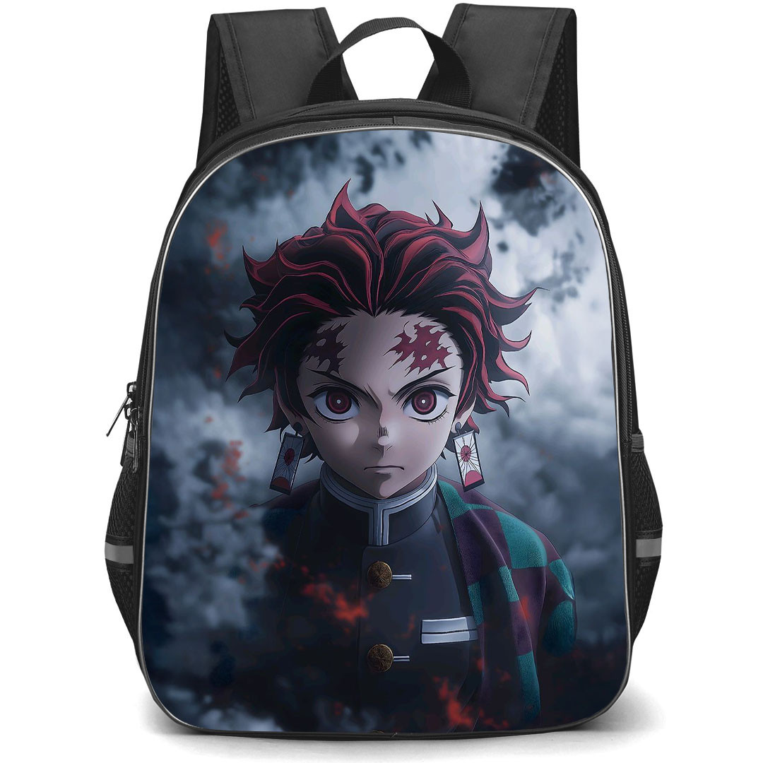 Demon Slayer Tanjiro Kamado Backpack StudentPack - Tanjiro Kamado Serious Face Clouds Background