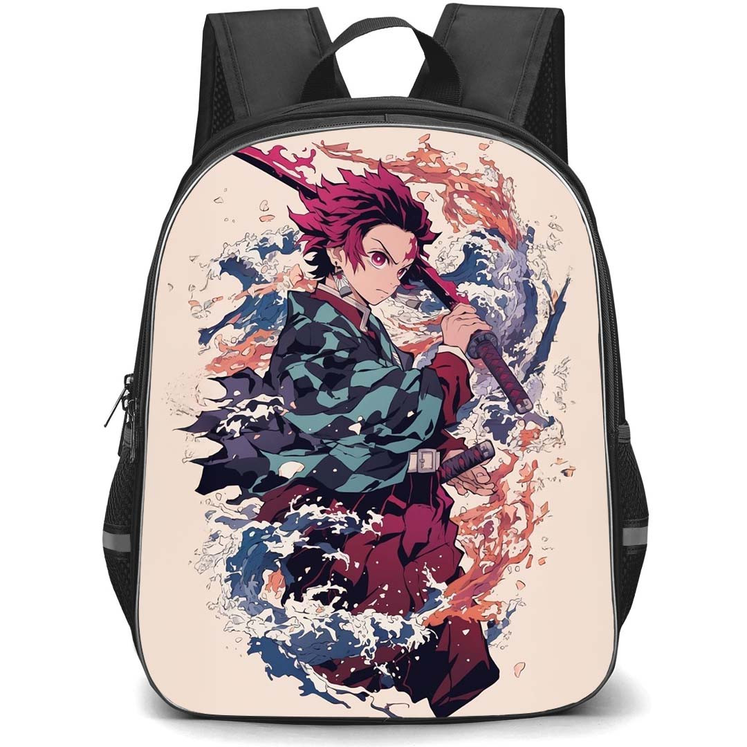 Demon Slayer Tanjiro Kamado Backpack StudentPack - Tanjiro Kamado Waves And Fire Comic Poster