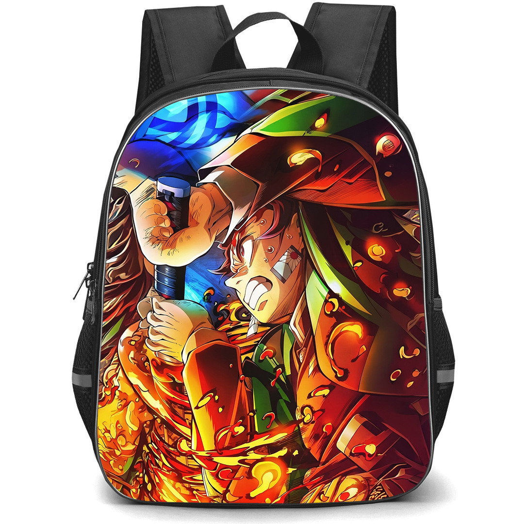 Demon Slayer Kimetsu No Yaiba Tanjiro Kamado Backpack School Bag StudentPack - Tanjiro Kamado In A Fighting Posture Anime Art Poster
