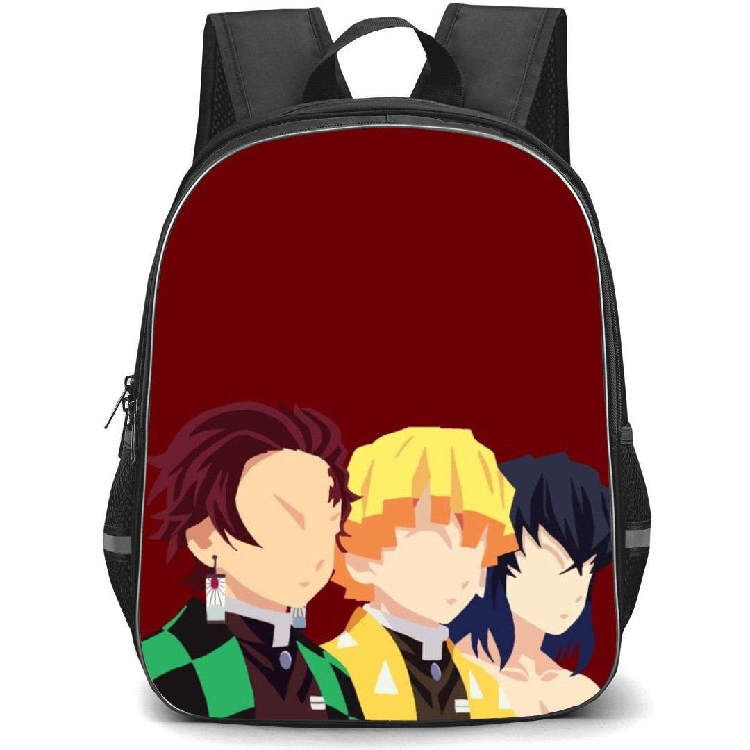 Demon Slayer Backpack StudentPack - Team Tanjiro Portrait Minimalist On Red Background