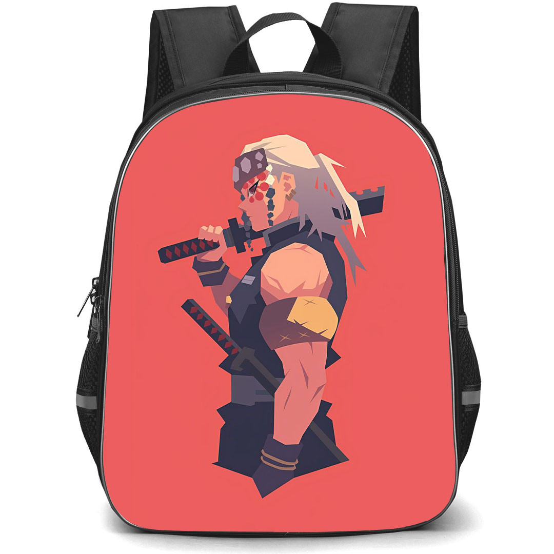 Demon Slayer Uzui Tengen Backpack StudentPack - Uzui Tengen Minimalist Art Red Background