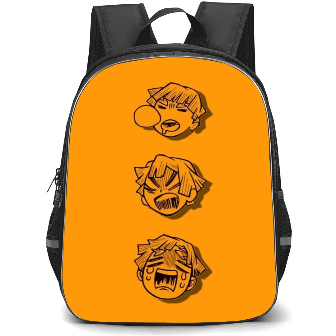 Demon Slayer Zenitsu Agatsuma Backpack StudentPack - Comic Series Zenitsu Agatsuma Avatar On Orange Background
