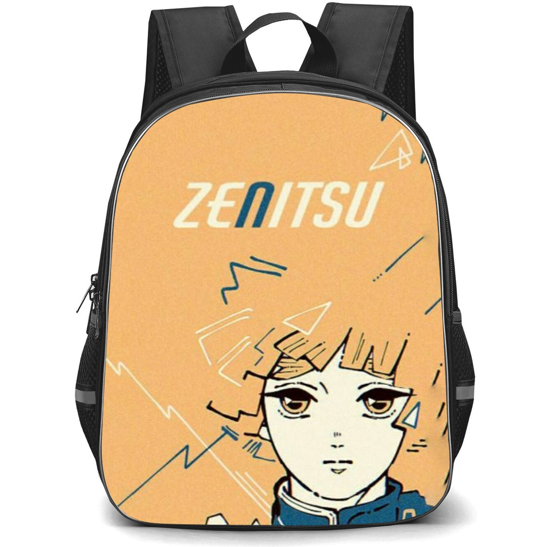 Demon Slayer Zenitsu Agatsuma Backpack StudentPack - Zenitsu Agatsuma Illustration On Orange Background
