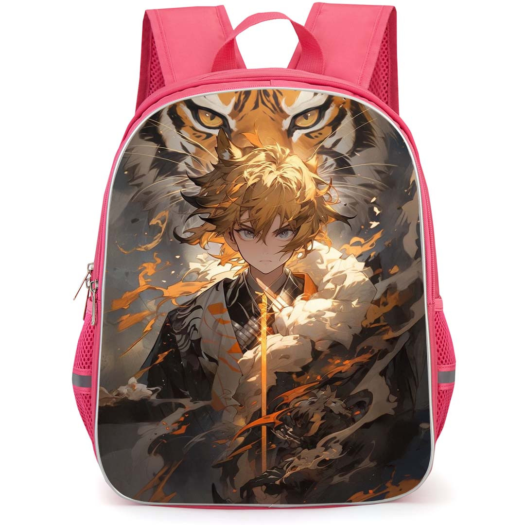 Demon Slayer Zenitsu Agatsuma Backpack StudentPack - Zenitsu Agatsuma Tiger Background