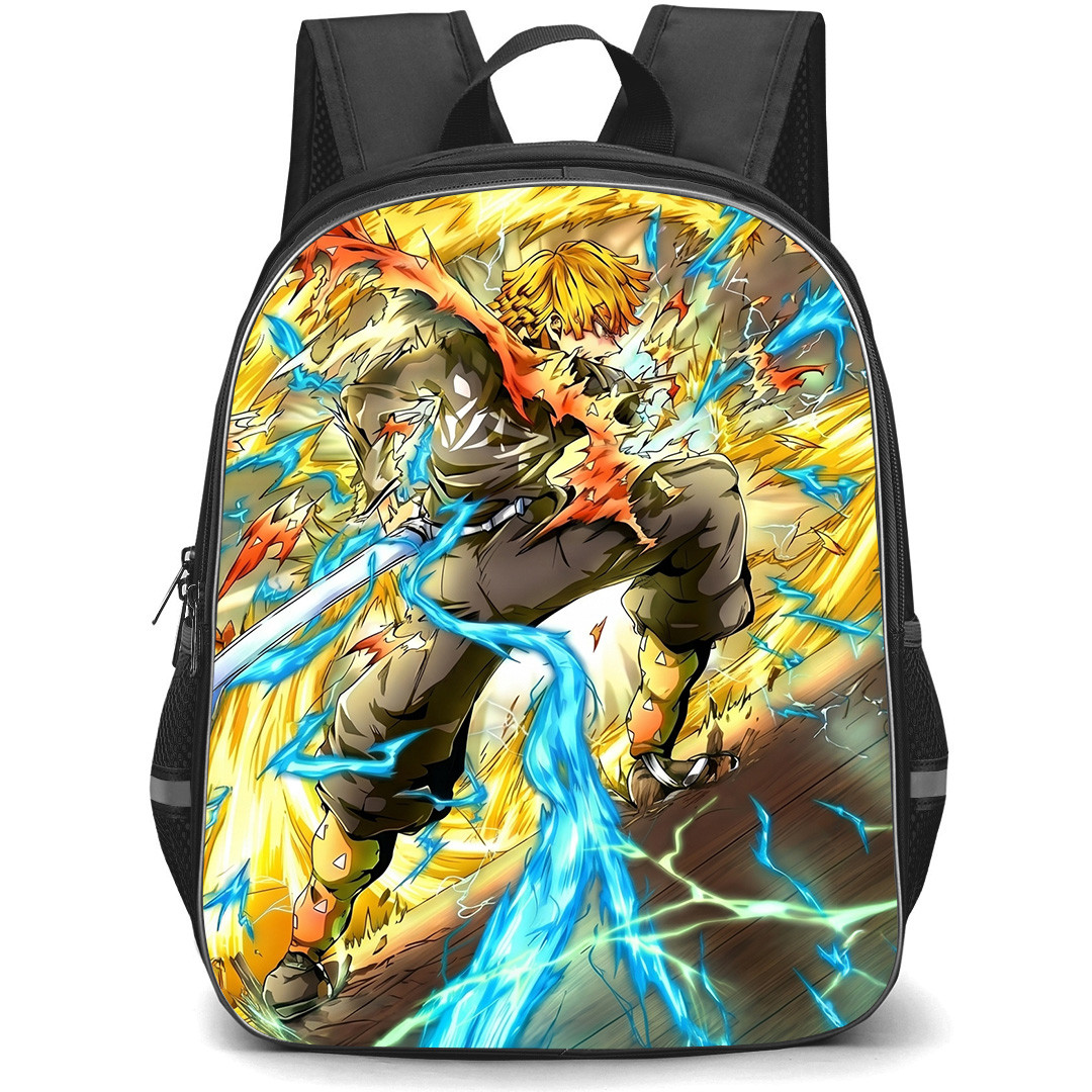 Demon Slayer Kimetsu No Yaiba Zenitsu Agatsuma Backpack School Bag StudentPack - Zenitsu Agatsuma Anime Art Poster