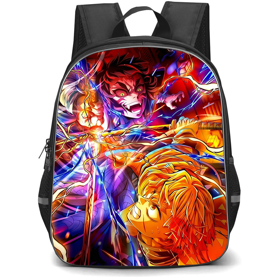 Demon Slayer Kimetsu No Yaiba Backpack School Bag StudentPack - Demon Slayer Kimetsu No Yaiba Zenitsu Agatsuma Vs Kaigaku