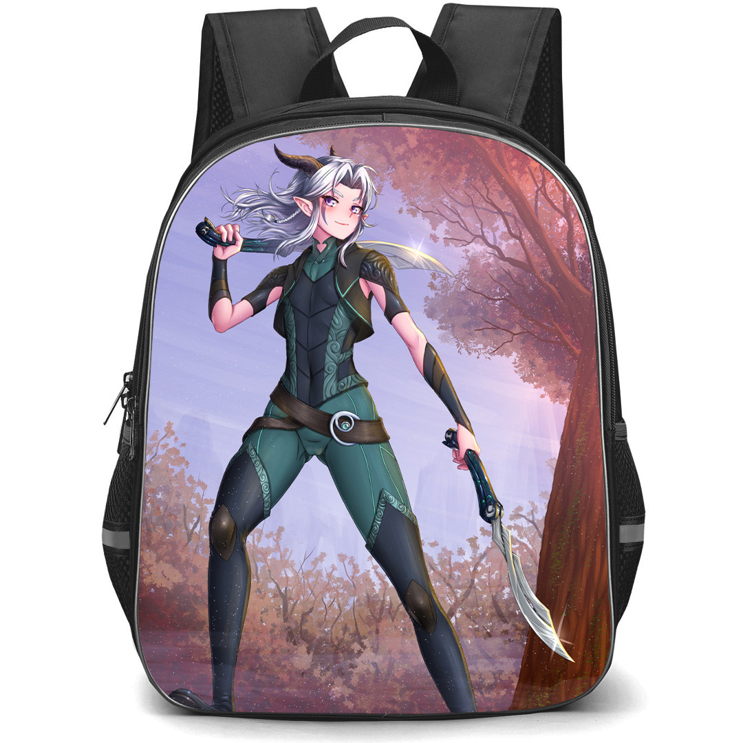 The Dragon Prince Mystery of Aaravos Rayla Backpack StudentPack - Rayla Fight Pose Illustration