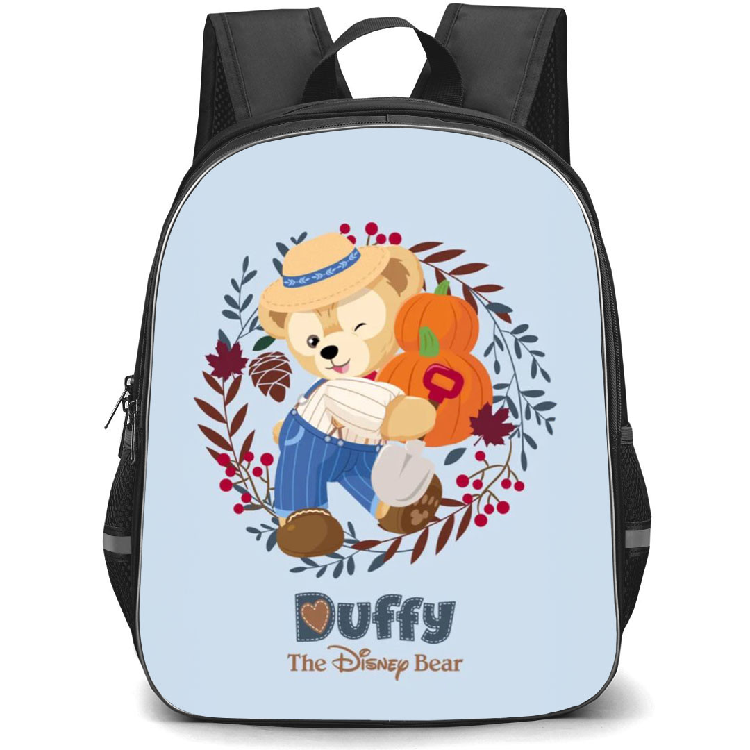 Duffy And Friends Duffy Backpack StudentPack - Duffy Holding Pumpkin Gray Background