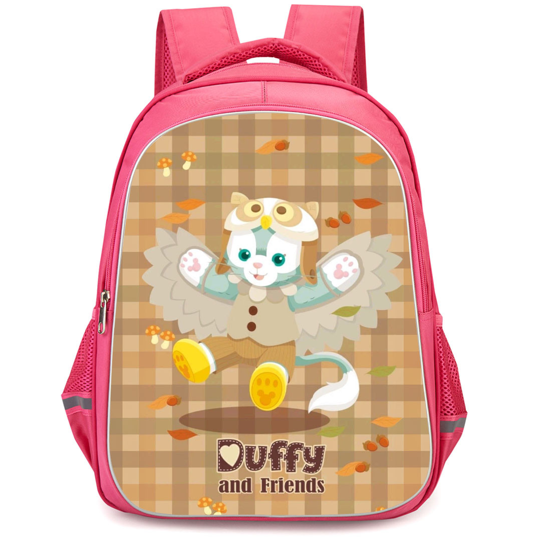 Duffy And Friends Gelatoni Backpack StudentPack - Gelatoni Flying On Brown Checkered Background