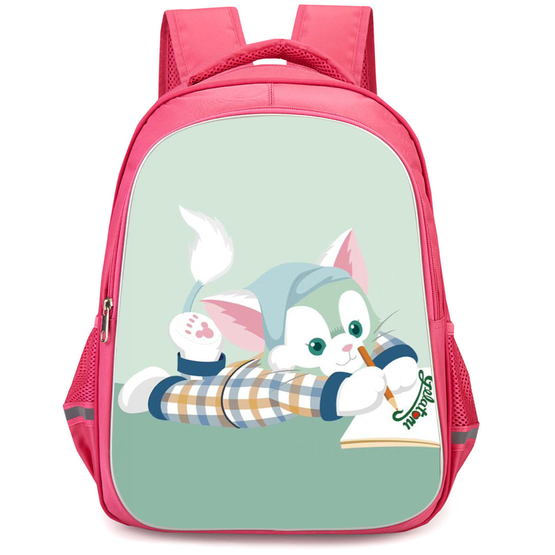 Duffy And Friends Gelatoni Backpack StudentPack - Gelatoni Laying And writing Green Background