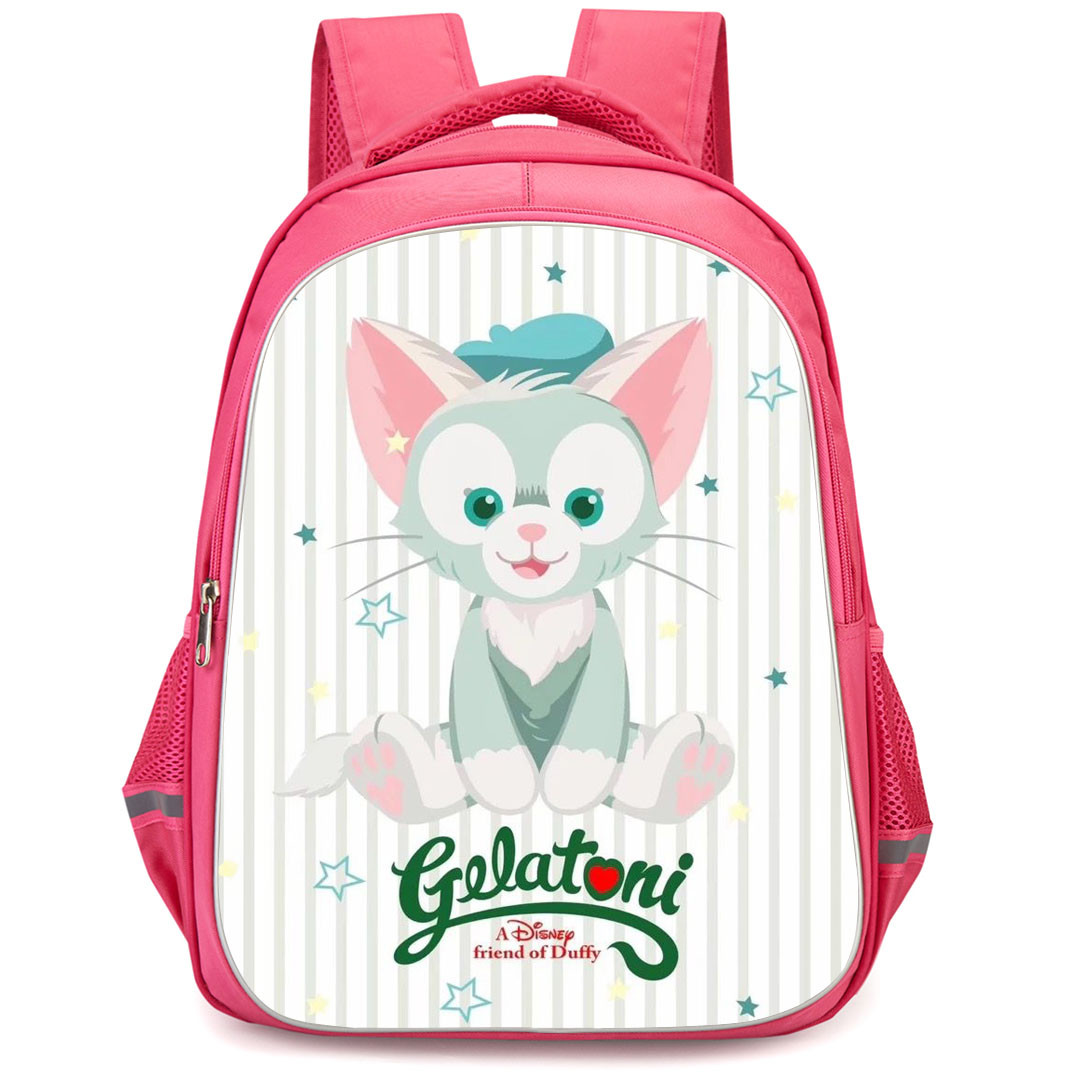 Duffy And Friends Gelatoni Backpack StudentPack - Gelatoni Sitting On White Stripe Background