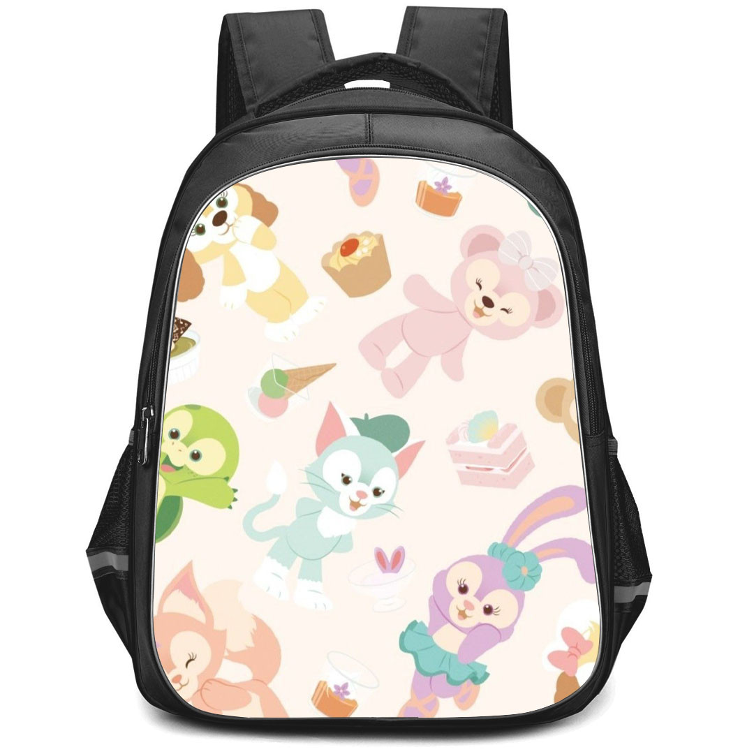 Duffy And Friends Backpack StudentPack - Duffy And Friends Illustration Patter Art On Beige Background
