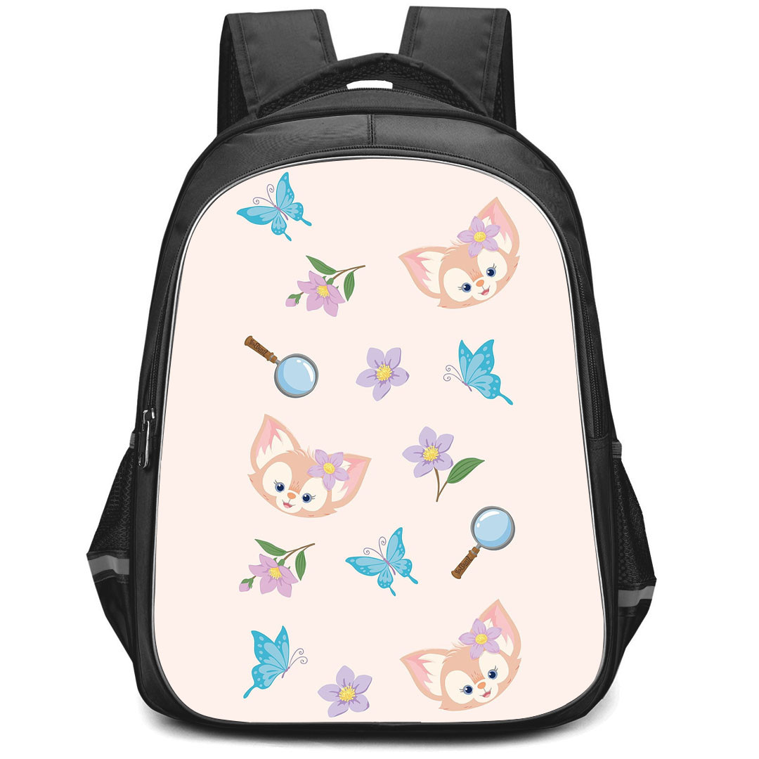 Duffy And Friends Linabell Backpack StudentPack - Linabell Avatar Pattern Art On Beige Background