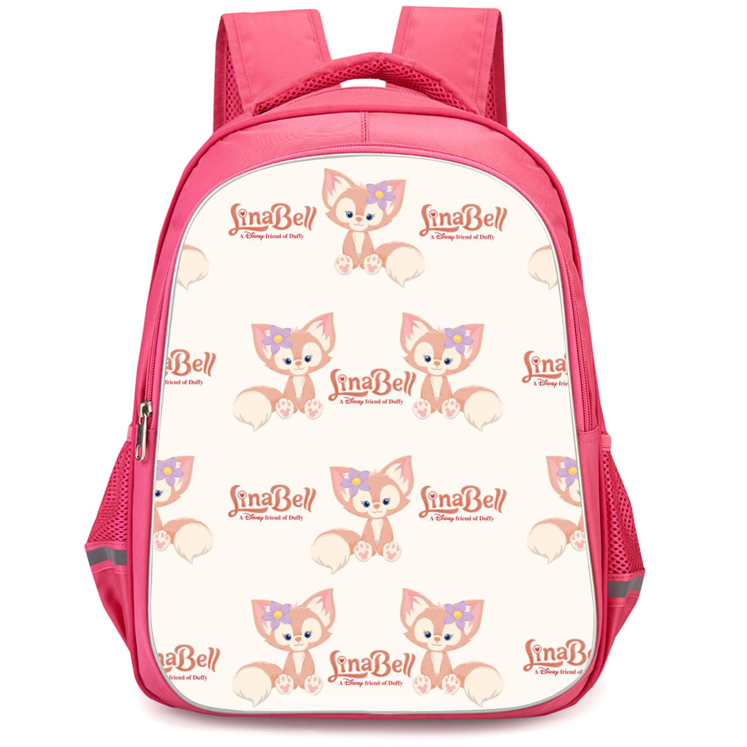 Duffy And Friends Linabell Backpack StudentPack - Linabell Sitting Pattern Art On Beige Background