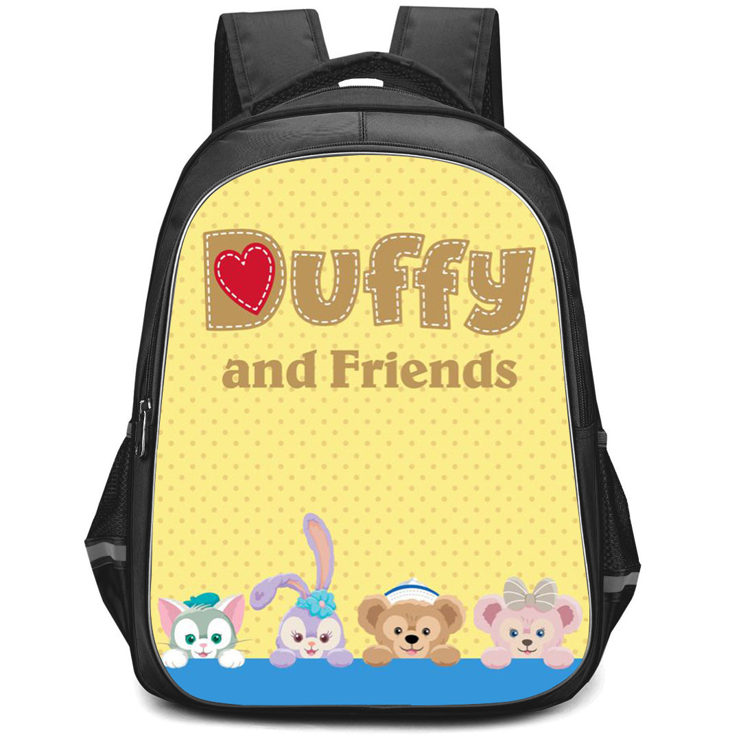 Duffy And Friends Backpack StudentPack - Duffy And Friends Peeking Yellow Background
