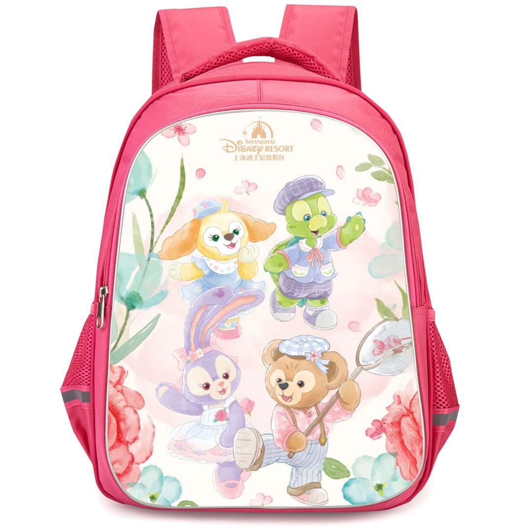 Duffy And Friends Backpack StudentPack - Duffy And Friends Playing In Flower Garden Poster