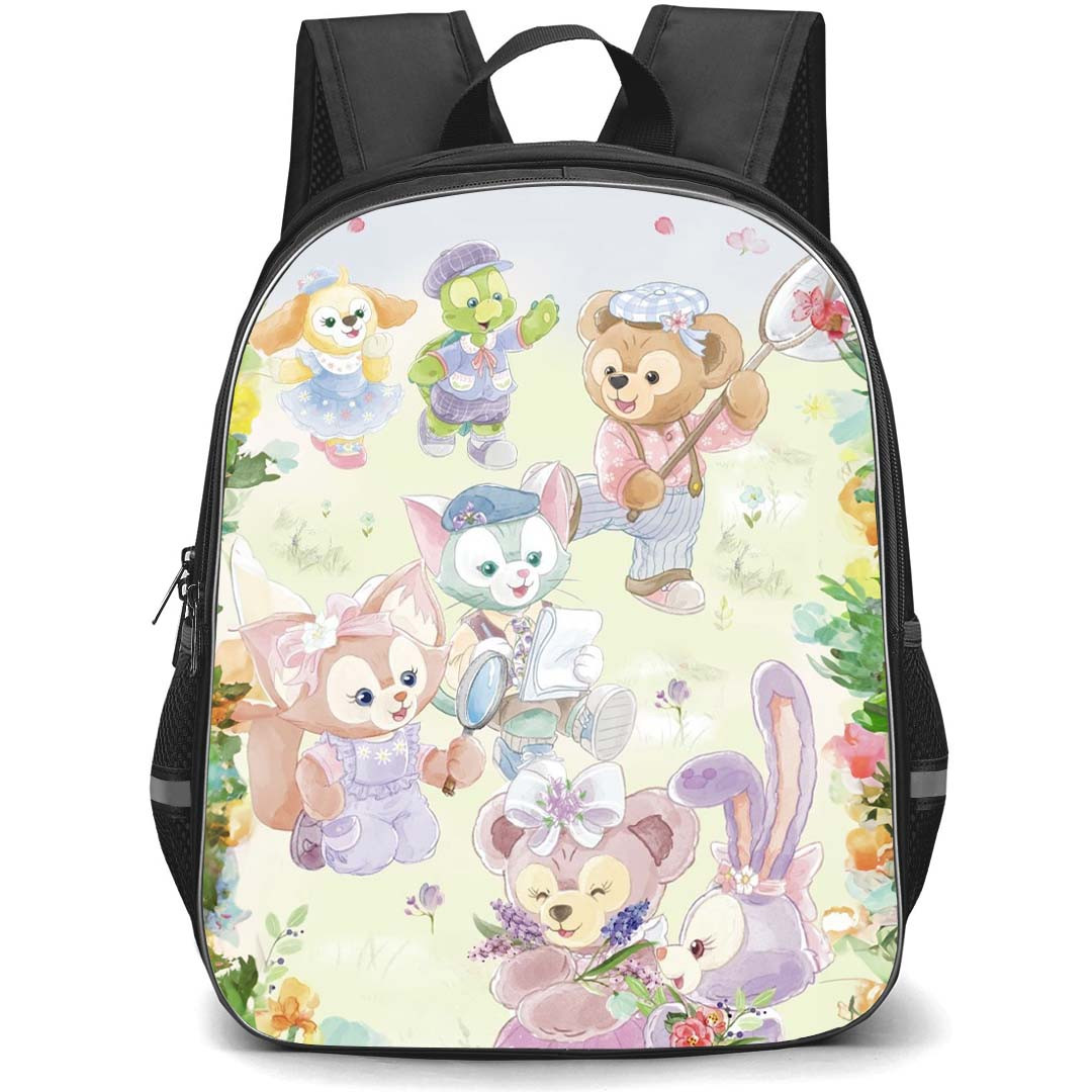 Duffy And Friends Backpack StudentPack - Duffy And Friends Playing In Garden Illustration Art
