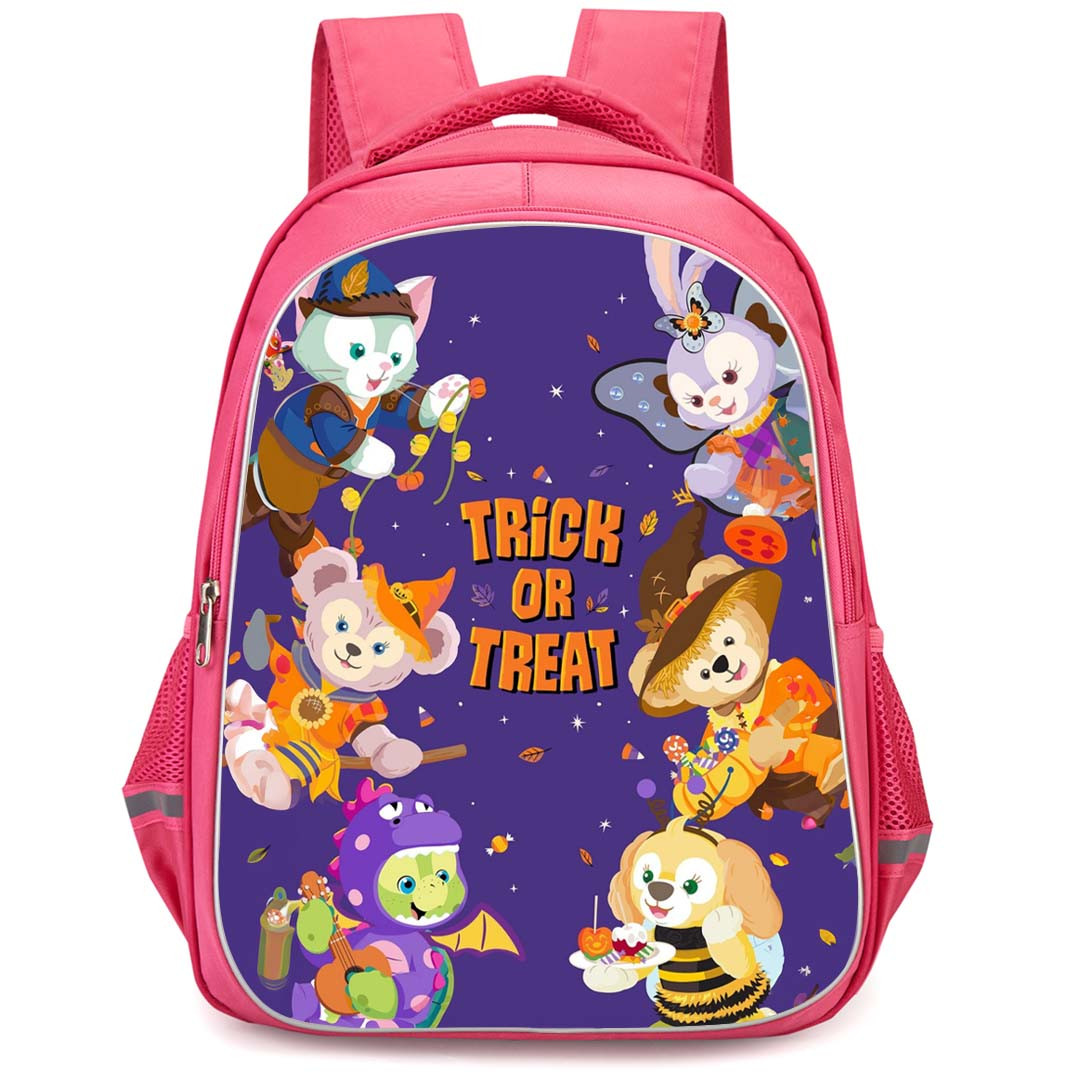 Duffy And Friends Backpack StudentPack - Duffy And Friends Trick Or Treat Poster Purple Background