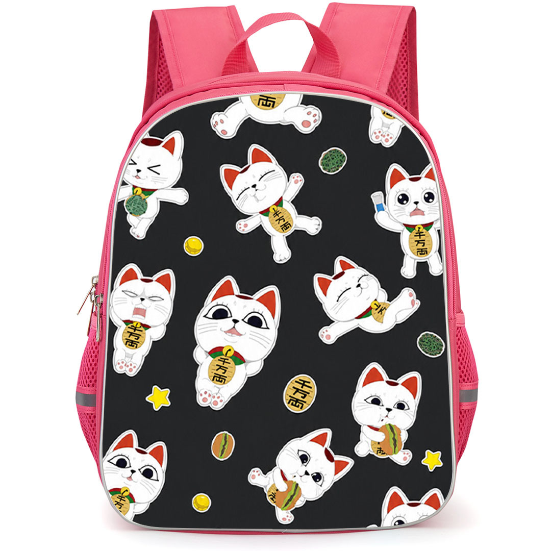 Dan Da Dan Lucky Cat Backpack School Bag StudentPack - Lucky Cat Kawaii Neko Sticker Pattern Art Poster
