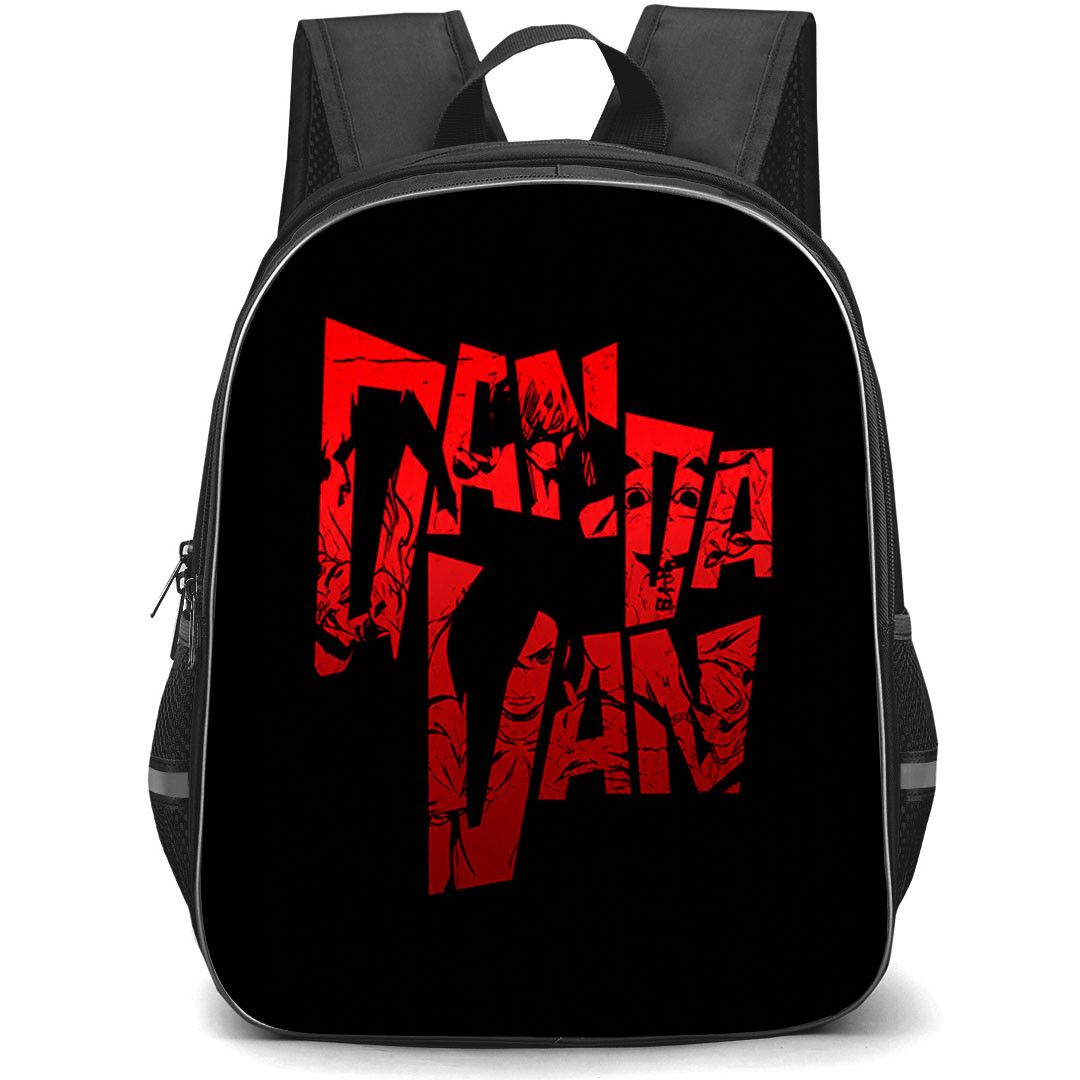 Dan Da Dan Backpack School Bag StudentPack - Dan Da Dan Red Logo On Black Background