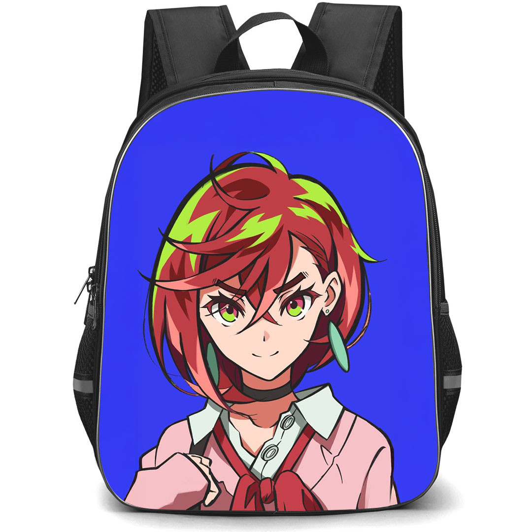 Dandadan Momo Ayase Backpack StudentPack - Momo Ayase Cartoon Art Blue Background