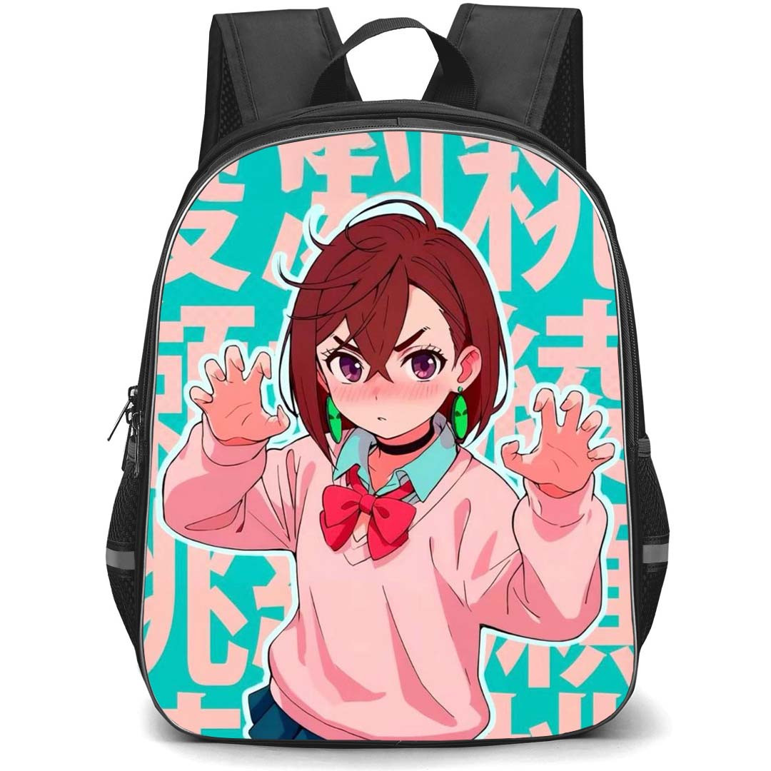 Dandadan Momo Ayase Backpack StudentPack - Momo Ayase Showing Paw On Japanese Background