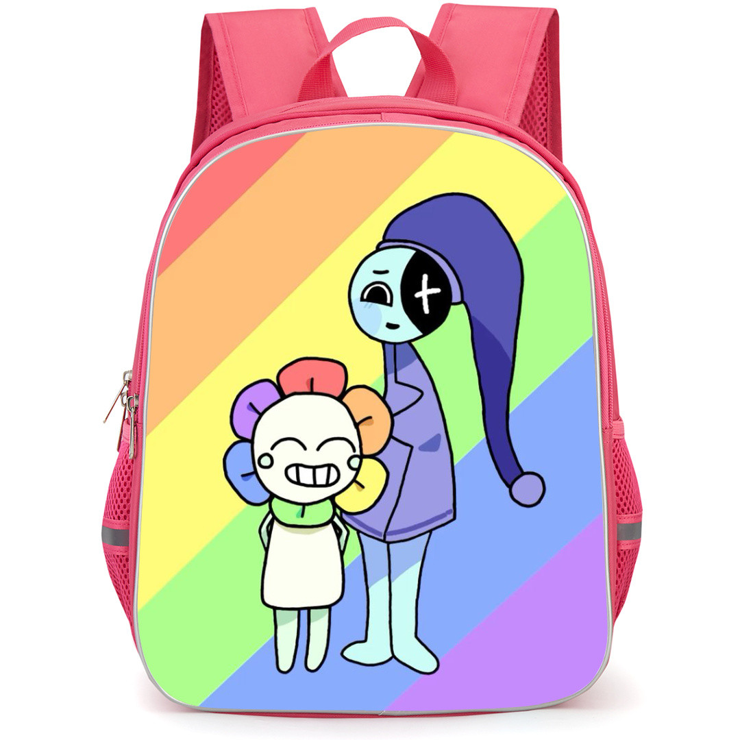 Dandys World Backpack StudentPack - Dandys World Astro And Dandy Standing On Rainbow Background