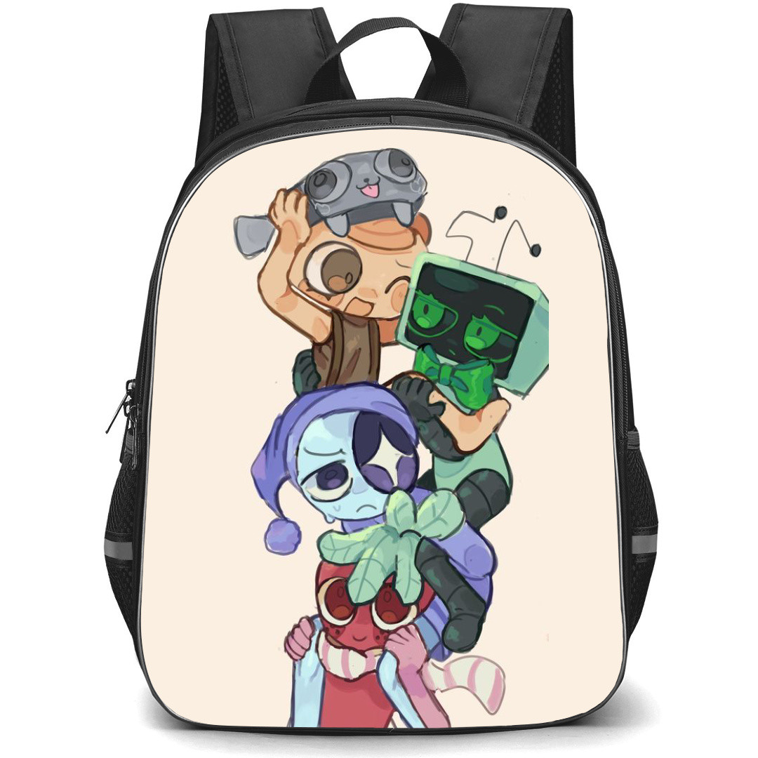 Dandys World Backpack StudentPack - Dandys World Character Drawing On Beige Background