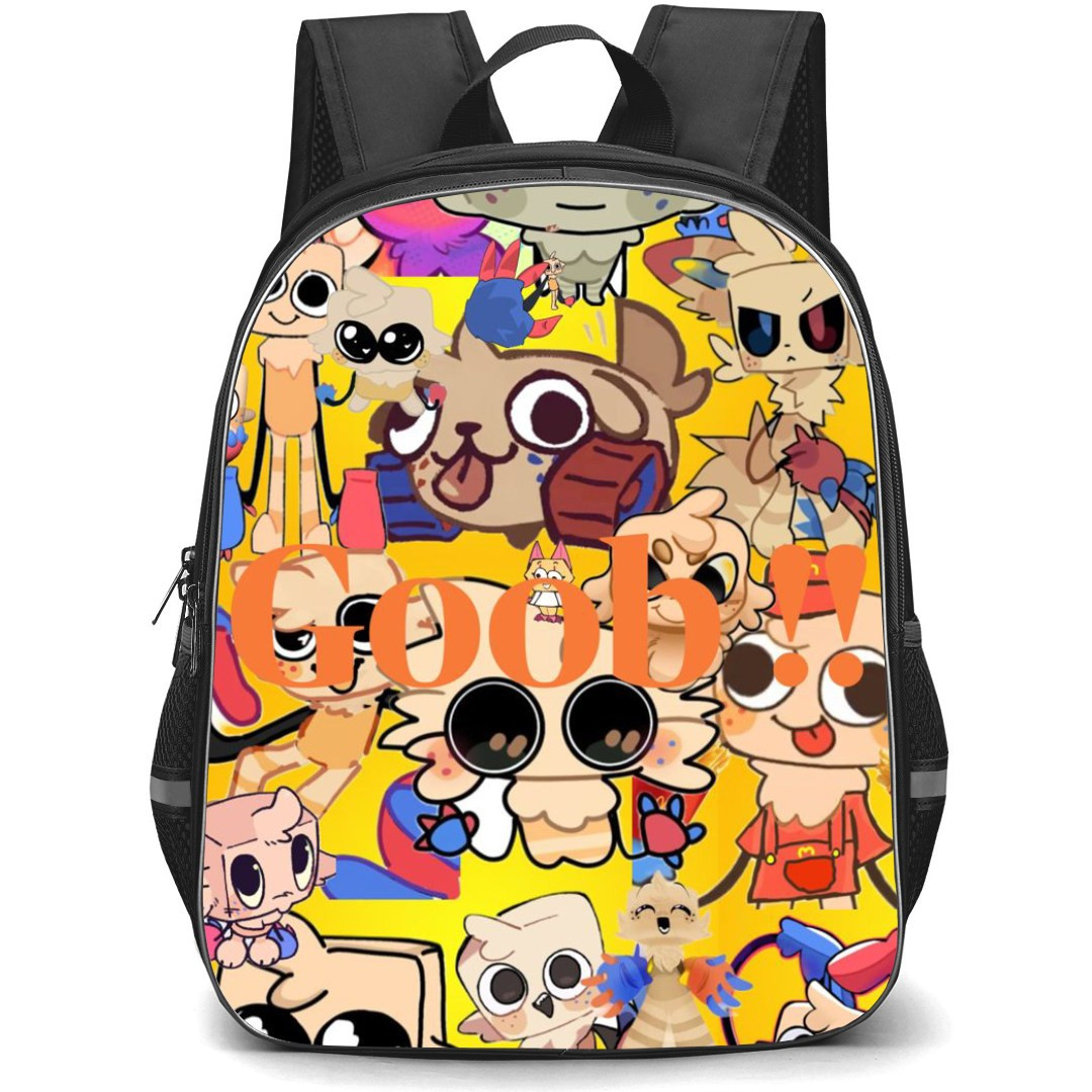 Dandys World Goob Backpack StudentPack - Goob Stickers On Orange Background