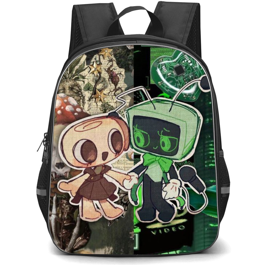 Dandys World Backpack StudentPack - Dandys World Shelly And Vee Sticker On Retro Background