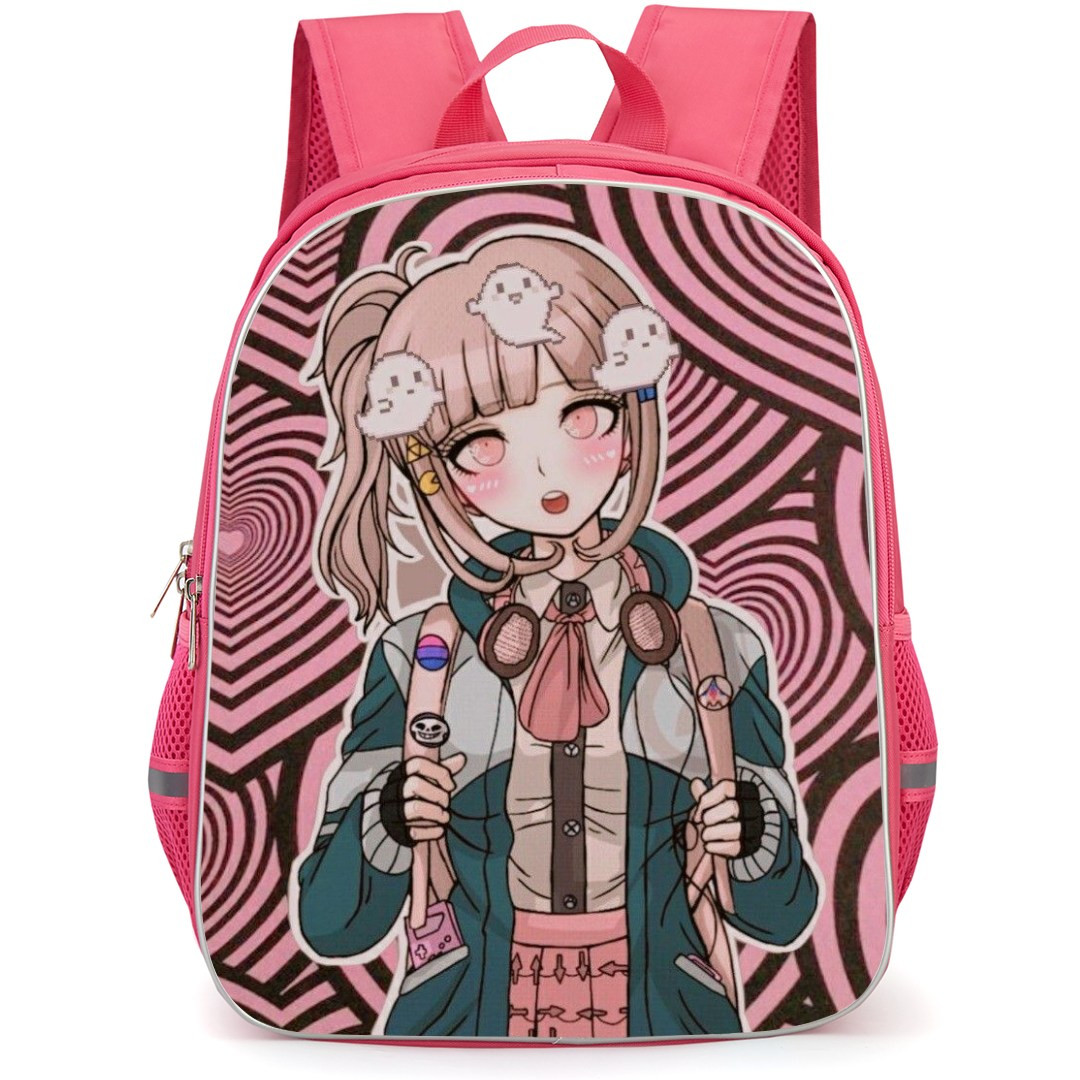 Danganropa Chiaki Nanami Backpack StudentPack - Chiaki Nanami Portrait Heart Pattern Background