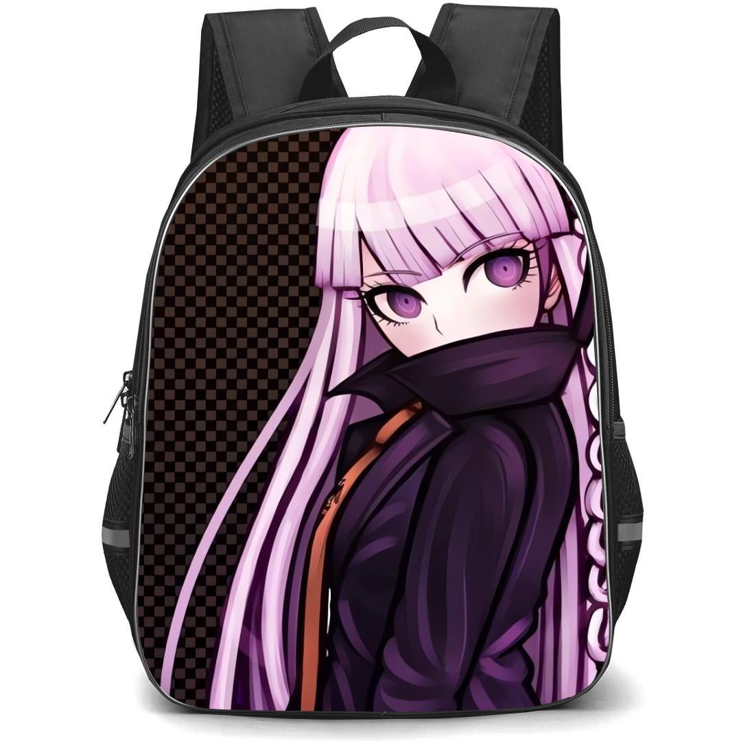 Danganropa Kyoko Kirigiri Backpack StudentPack - Kyoko Kirigiri Side Portrait Checkered Background