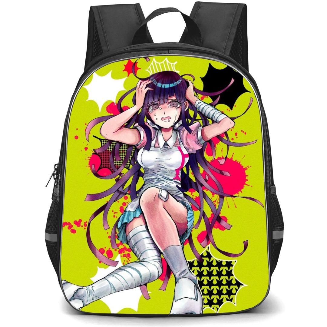 Danganropa Mikan Tsumiki Backpack StudentPack - Mikan Tsumiki Crying Green Background