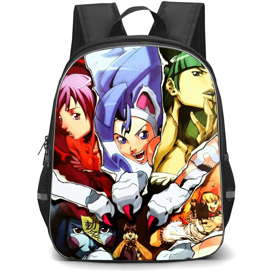 Darkstalkers Backpack StudentPack - Characters Snake Figures Colorful Collage Art