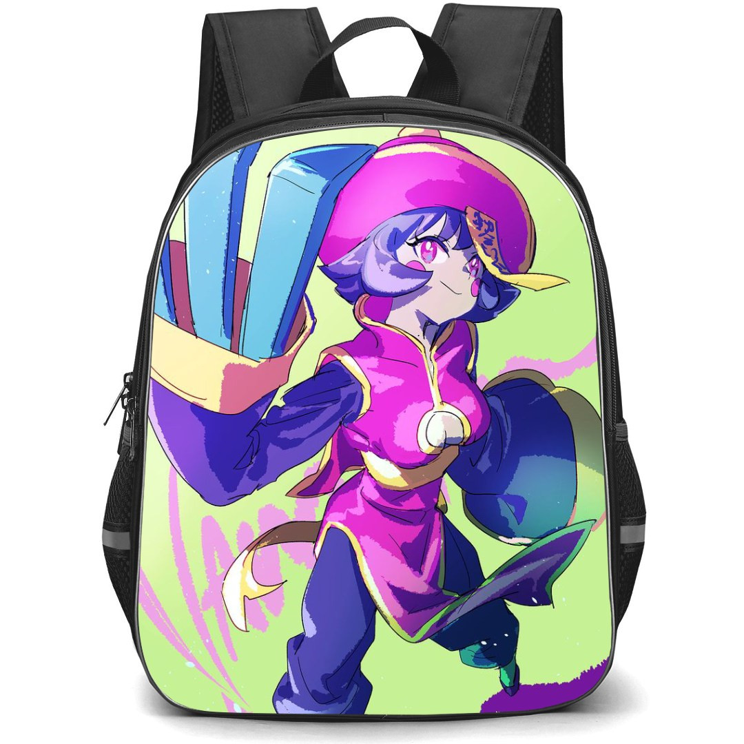 Darkstalkers Hsien Ko Backpack StudentPack - Hsien Ko Showing her Claws Green Background