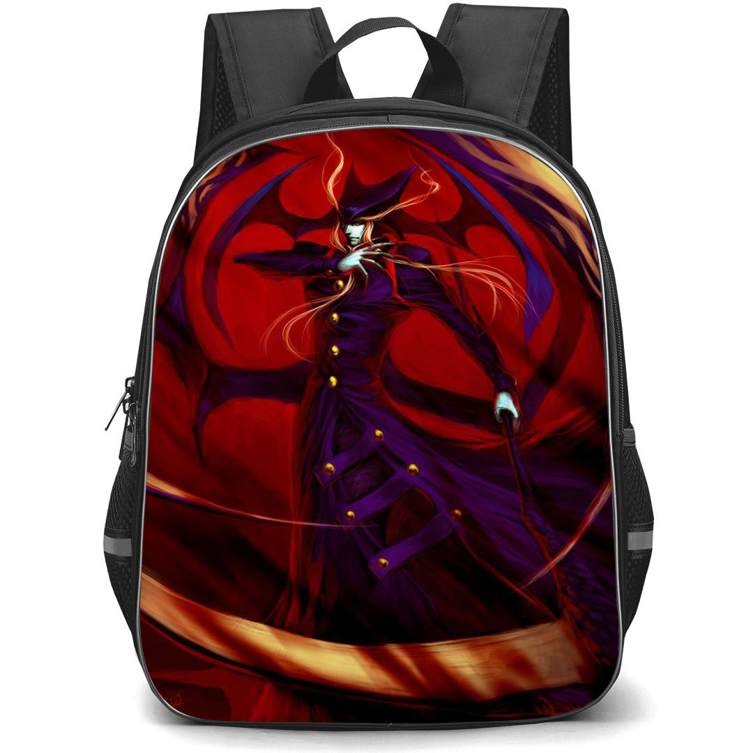 Darkstalkers Jedah Dohma Backpack StudentPack - Jedah Dohma Holding a Large Axe Red Background