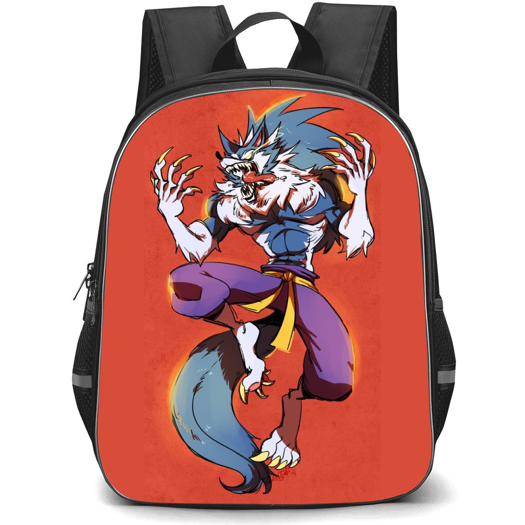 Darkstalkers Jon Talbain Backpack StudentPack - Jon Talbain Sticking out his Tongue Pop Art