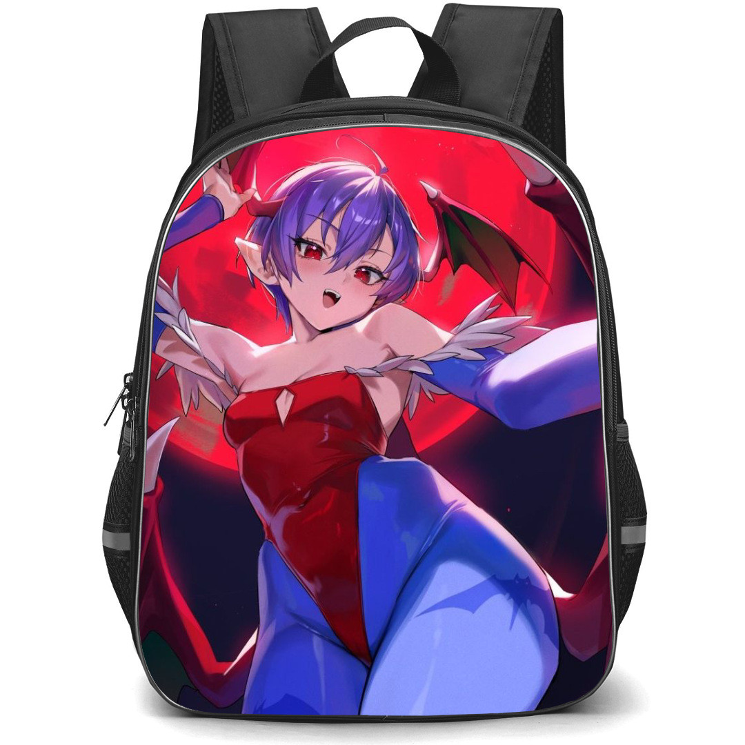 Darkstalkers Lilith Aensland Backpack StudentPack - Lilith Aensland Low Angle View Red MoonBackground