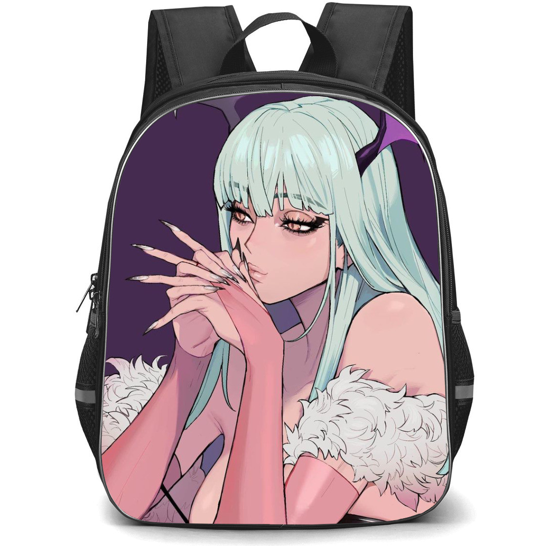 Darkstalkers Morrigan Backpack StudentPack - Morrigan Aensland Kissing her Hands Pose Violet Background