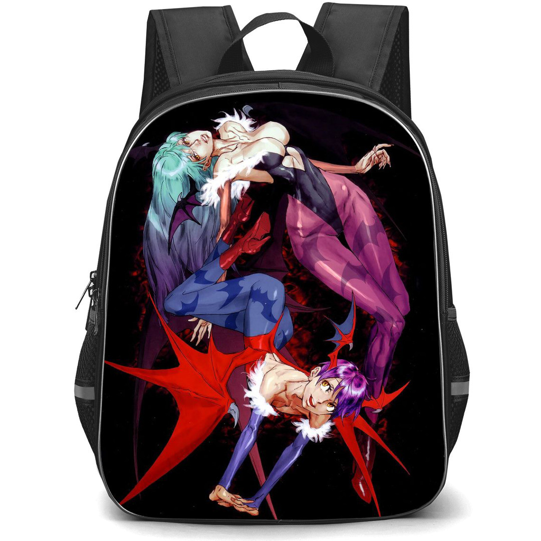 Darkstalkers Morrigan Backpack StudentPack - Morrigan & Lilith Lying Pose Upside Down Portrait