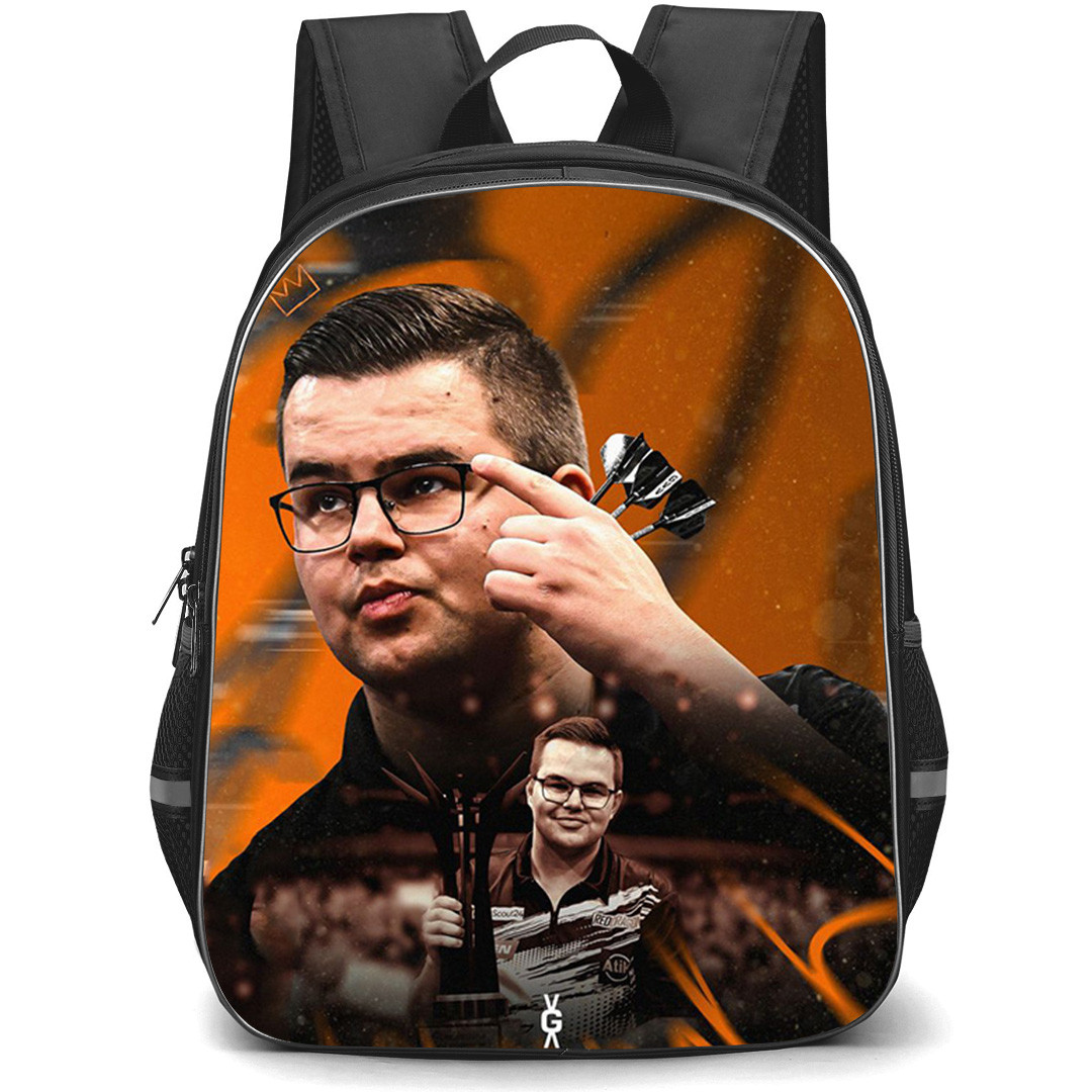 Darts Pieter Gerard van Veen Backpack School Bag StudentPack - Pieter Gerard Van Veen Candid Picture with Orange Effect