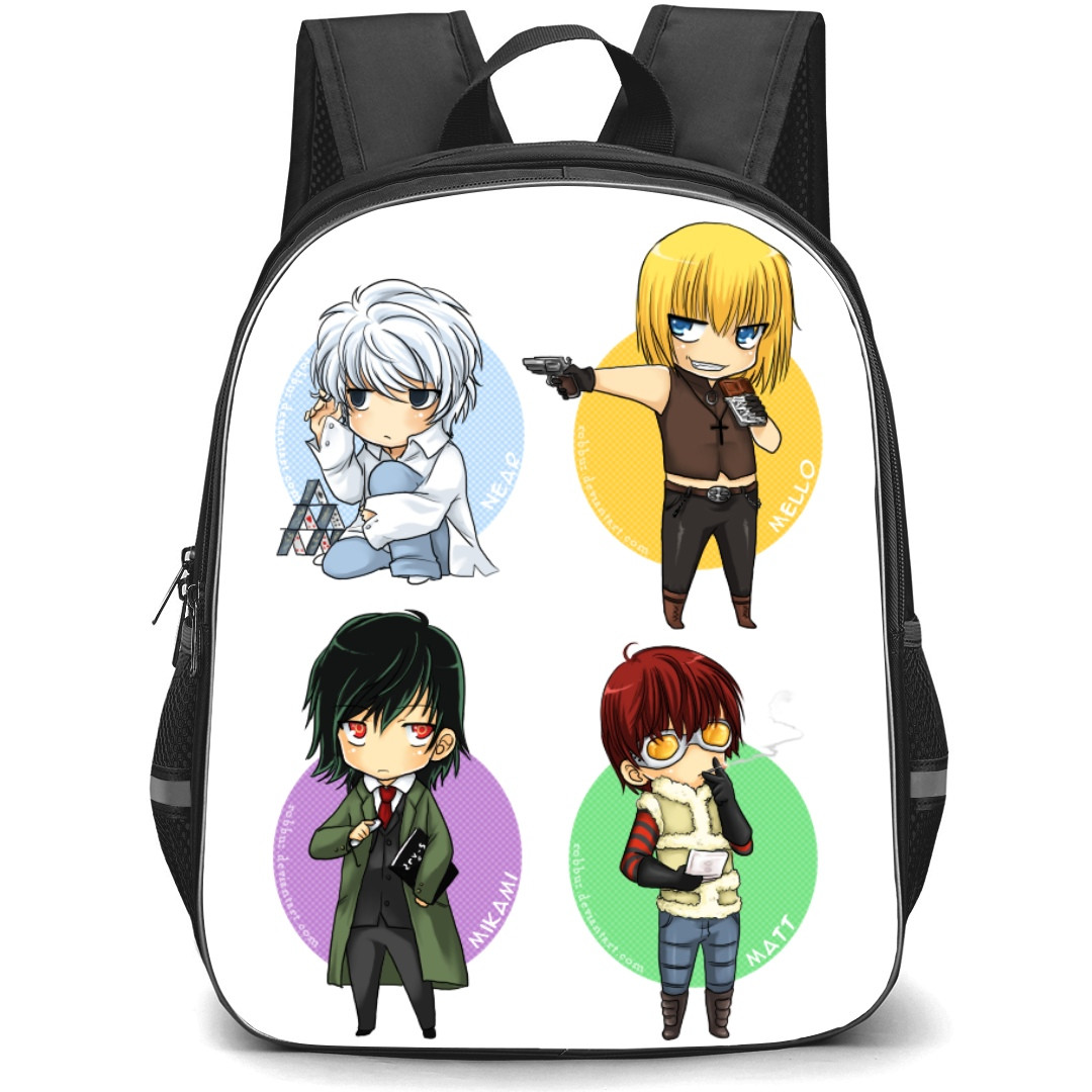 Death Note Backpack StudentPack - Characters Chibi Style On White Background